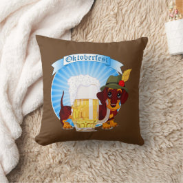 Octoberfest Dachshund装飾用クッション16インチx 16インチ クッション