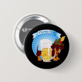 Octoberfest Dachshund, 2 1/4インチラウンドボタン 缶バッジ (正面&裏面)