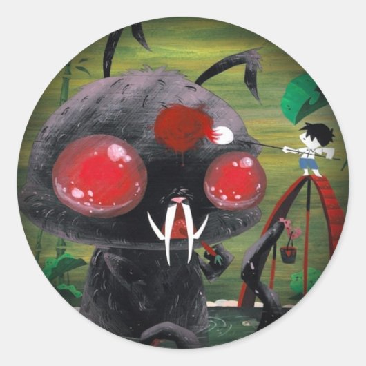 Octobunny – 黒にフェード ラウンドシール (正面)