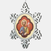 Octofoilでの聖ヨセフのポートレート(TF 02) スノーフレークピューターオーナメント (右)