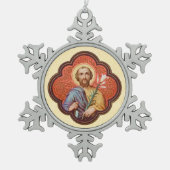 Octofoilでの聖ヨセフのポートレート(TF 02) スノーフレークピューターオーナメント (正面)