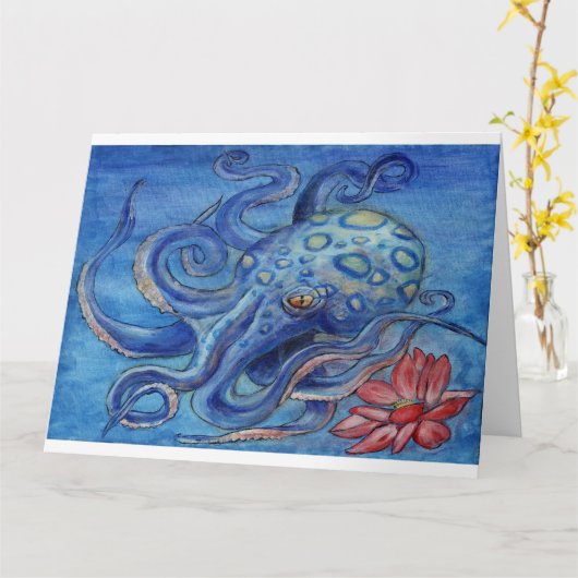 Octopalotus - Octopus with Lotus Greeting Card カード (黄色い花)