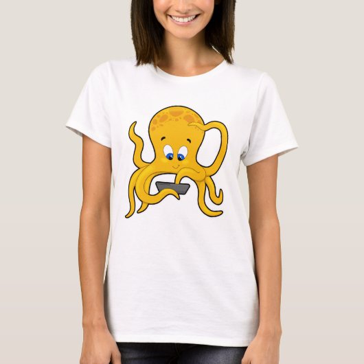 Octopusとノートパソコン Tシャツ (正面)