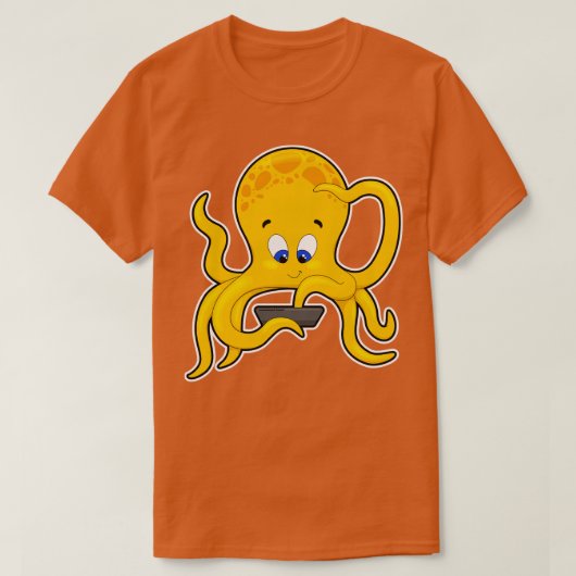 Octopusとノートパソコン Tシャツ (デザイン正面)