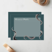 Octopusティール(緑がかった色)ノートカード ノートカード (正面/裏面インサイチュ)