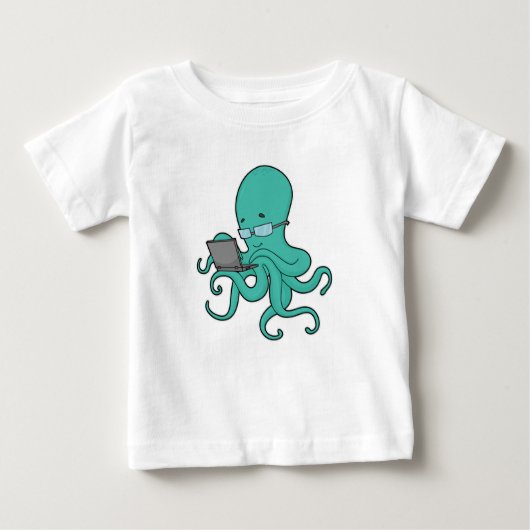 Octopusノートパソコン ベビーTシャツ (正面)