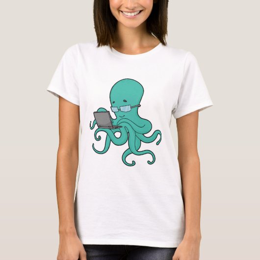 Octopusノートパソコン Tシャツ (正面)