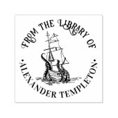 Octopus 包まれた Shipのまわりに Libraryブック名 セルフインキングスタンプ (デザイン)