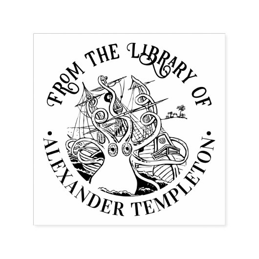 Octopus 包まれた Ship #2図書名 セルフインキングスタンプ (デザイン)