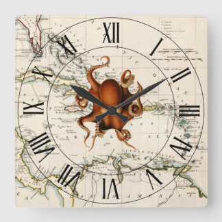 Octopus~西インディ~カリブの1785航海のマップ~ スクエア壁時計