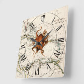 Octopus~西インディ~カリブの1785航海のマップ~ スクエア壁時計 (傾斜)