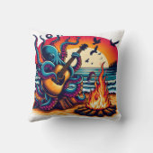 Octopus 遊's Guitar by Campfire at Sunset クッション (裏面)