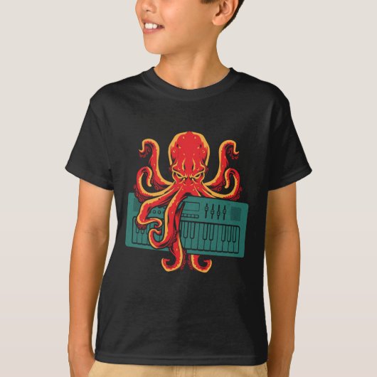 Octopus Analog 日本の Synthキーボードシンセサイザ Tシャツ (正面)