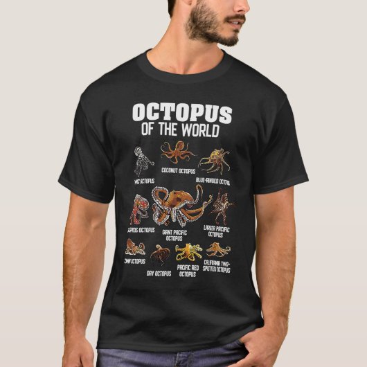 Octopus Animals of the World Sea Animal Ocean Octo Tシャツ (正面)