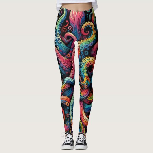 Octopus arms Leggings tout-imprimé レギンス (正面)