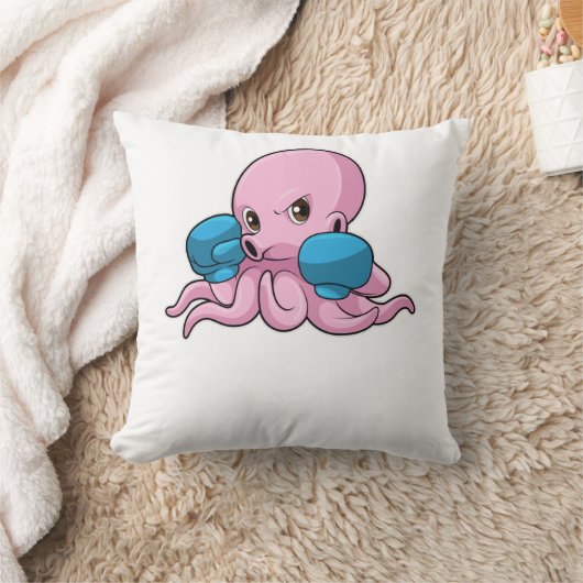 Octopus as Boxer with Boxing gloves クッション (ブランケット)