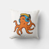 Octopus at Music with Headphone クッション (正面)