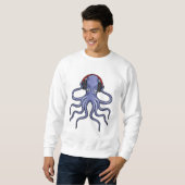 Octopus at Music with Headphone スウェットシャツ (正面フル)