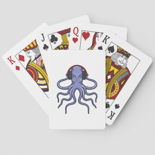 Octopus at Music with Headphone トランプ (裏面)