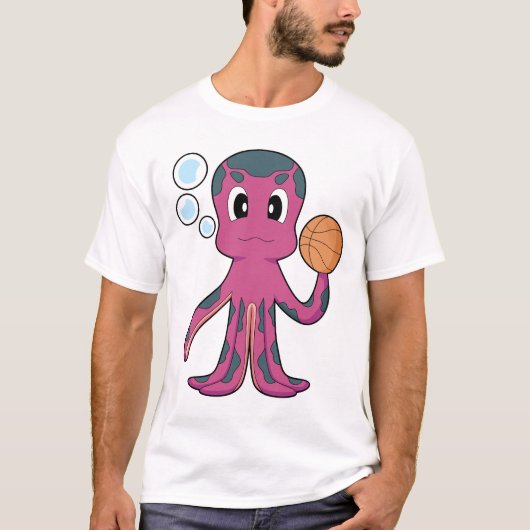 Octopus Basketball player Basketball Sports Tシャツ (正面)