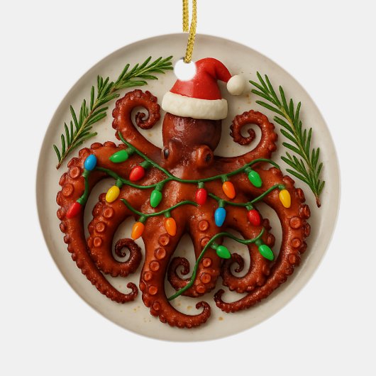 Octopus Christmas Ornament – Funny & Custom セラミックオーナメント (正面)