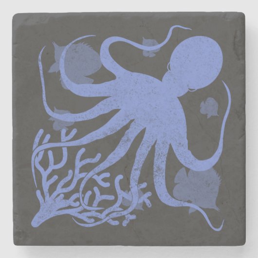 Octopus (dark background) ストーンコースター (正面)