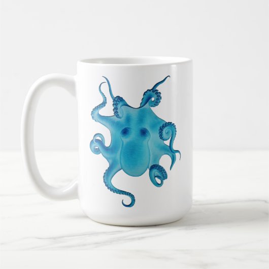 Octopus Electric Ocean Blue Kraken Majestic Sea コーヒーマグカップ (左)