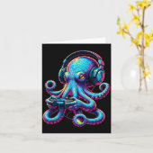 Octopus Gaming Animal Video Games Funny Octopus  カード (黄色い花)