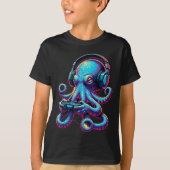 Octopus Gaming Animal Video Games Funny Octopus  Tシャツ (正面)