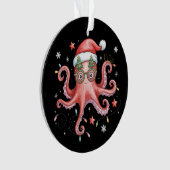 Octopus Glasses Santa Hat Christmas Light Ocean  オーナメント (正面)