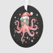 Octopus Glasses Santa Hat Christmas Light Ocean  オーナメント (正面)