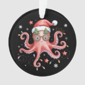 Octopus Glasses Santa Hat Christmas Light Ocean  オーナメント (正面)