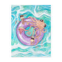 Octopus in Pool Floatはがき
