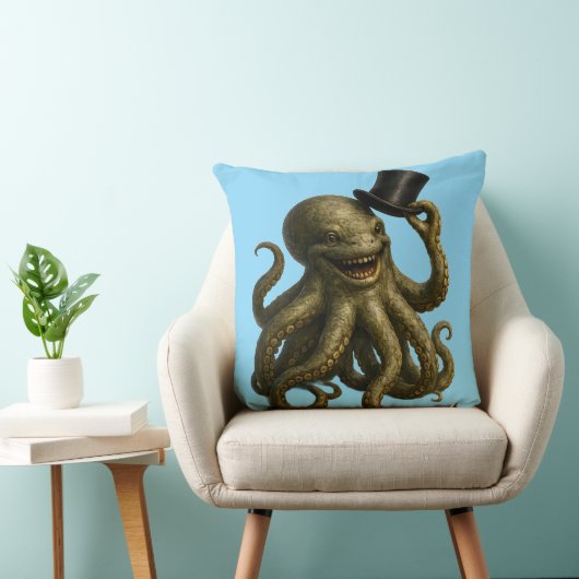 Octopus in top hat, whimsical, nautical art print  クッション (椅子)