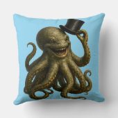 Octopus in top hat, whimsical, nautical art print  クッション (裏面)