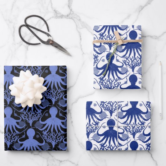 Octopus (light and dark background) ラッピングペーパーシート (正面)