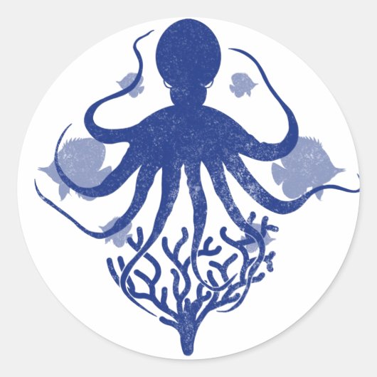 Octopus (light background) ラウンドシール (正面)