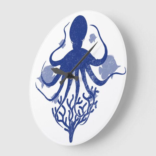 Octopus (light background) ラージ壁時計 (傾斜)