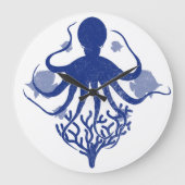 Octopus (light background) ラージ壁時計 (正面)