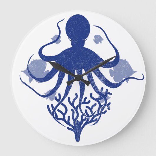 Octopus (light background) ラージ壁時計 (正面)