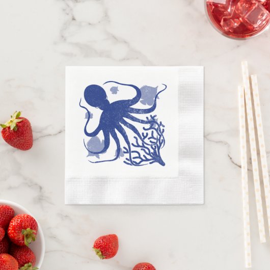 Octopus (light background) 縁ありカクテルナプキン (インサイチュ)
