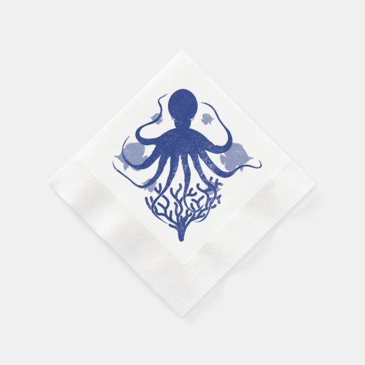Octopus (light background) 縁ありカクテルナプキン (角)