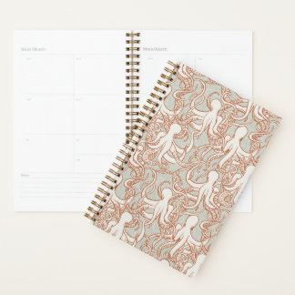 Octopus Line Art | Modern Planner (Orange & Gray) プランナー手帳