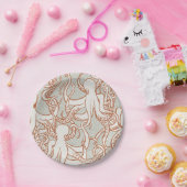 Octopus Line Art | Round Plates (Orange & Gray) ペーパープレート (パーティー)