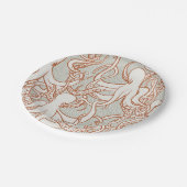 Octopus Line Art | Round Plates (Orange & Gray) ペーパープレート (アングル)