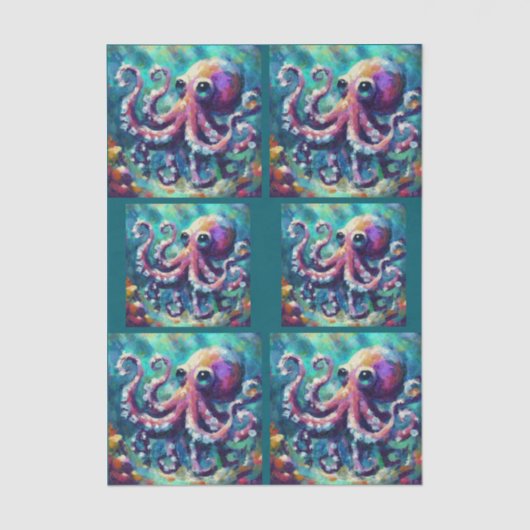 Octopus Nautical Beach Coastal Decoupage 薄葉紙 (正面)