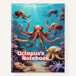 Octopus Notebook for Kids | Wide Ruled Spiral ノートブック