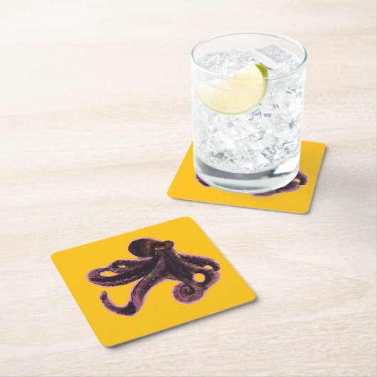 Octopus on balloon スクエアペーパーコースター (インサイチュ)