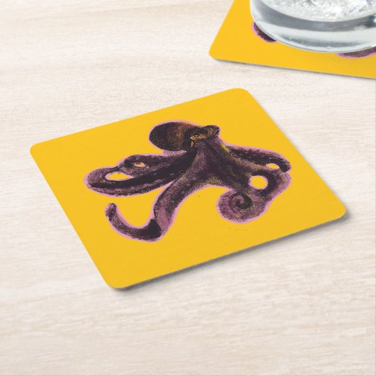 Octopus on balloon スクエアペーパーコースター (アングル)