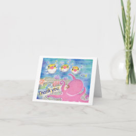 Octopus porcupine fish Music Kids Thank you card カード